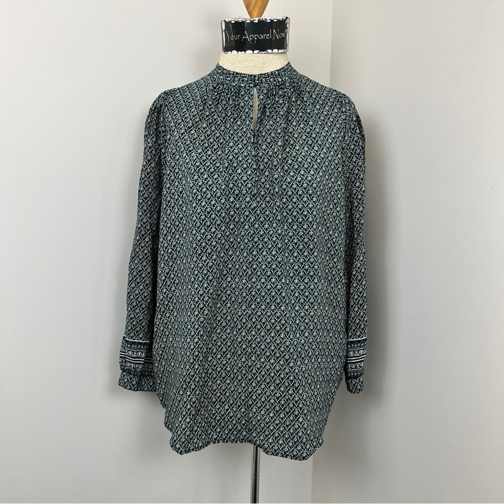 Madewell Green White Silk Tunic Long Sleeve Blouse Size Small (212)